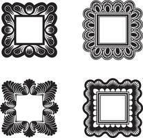 Set of four square frames with ornamental design vector