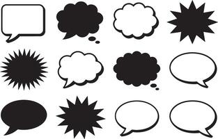 Collection Of Black And White Speech Bubbles And Thought Bubbles Isolated On White vector