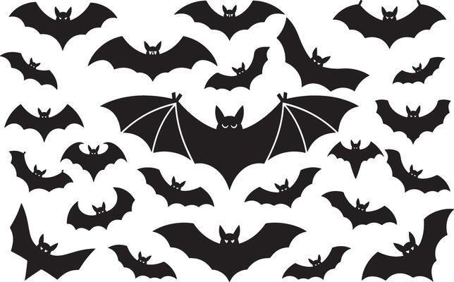 Spooky Halloween Bats Silhouettes Seamless Pattern For Creepy Holiday Backgrounds And Designs