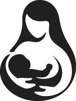Mother And Child Icon Abstract Minimalist Black And White Illustration Design vector