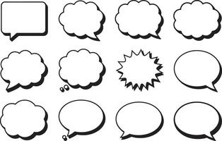 Collection Of Various Speech Bubble Illustrations In Black And White vector