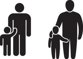 Father And Child Silhouette Pictogram Depicting Parental Guidance And Relationship Dynamic vector