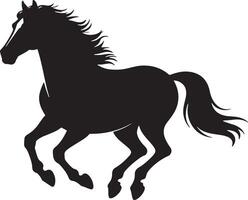 Elegant Silhouette Of A Running Horse With Flowing Mane And Tail Design vector