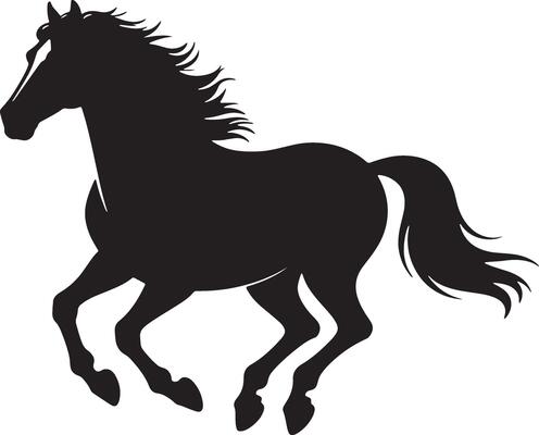 Elegant Silhouette Of A Running Horse With Flowing Mane And Tail Design