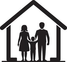 Simple Graphic Of Family In Home Symbolizing Security And Togetherness vector