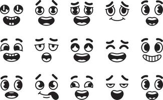 Collection Of Funny Cartoon Face Expressions With Varied Emotions And Feelings Illustration vector