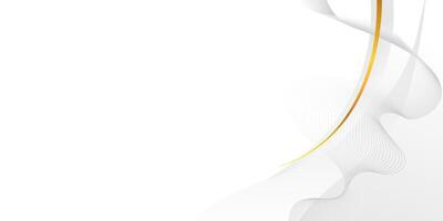 White Abstract Wave Background Featuring Smooth Gold Accents vector