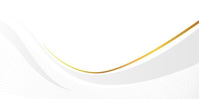 Modern White Abstract Background with Gold Curves and Wavy Lines vector