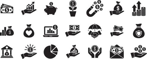 Finance And Investment Silhouette Icons Collection For Business And Financial Concepts vector