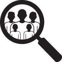 Magnifying Glass Focuses On Group Of People Illustration Graphic vector