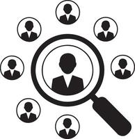Recruitment Concept With Magnifying Glass Focusing On Talent And Skilled Professionals vector