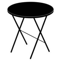 Black Silhouette of a Round Folding Table with X Shaped Legs vector