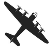Black and White Silhouette of Four Engine Propeller Airplane vector