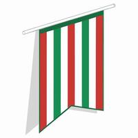 Isometric Illustration of a Pennant with Vertical Stripes of Red White and Green vector