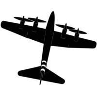 Black and White Silhouette of a Four Engine Propeller Airplane vector
