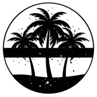 Tropical Palm Trees Silhouette in a Circular Design vector