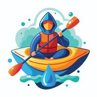 Person Kayaking in a Colorful Kayak on Calm Water vector