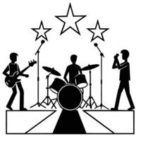 A Simple Illustration of a Rock Band Performing on Stage vector