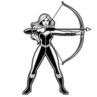 A Powerful Female Archer Ready to Shoot vector