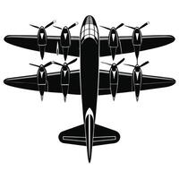 Black and White Illustration of a Large Airplane with Smaller Planes Attached vector