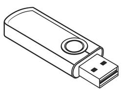 Line Drawing of a USB Flash Drive Isometric View vector