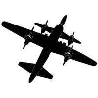 Silhouette of a Four Engine Propeller Airplane vector