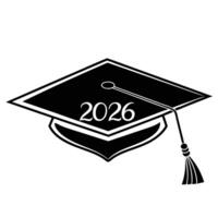 Black Graduation Cap Icon for Class of 2026 vector