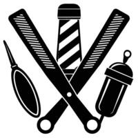 Classic Barbershop Tools and Pole Design Element vector