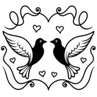 Two Doves in Love Romantic Heart Design vector