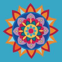 Vibrant Circular Mandala Design with Colorful Floral Patterns vector