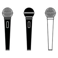 Three Variations of a Microphone Illustration in Black and White vector