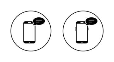 Message phone icon on circle line. Chat on smartphone sign symbol vector