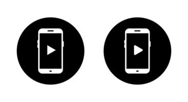 Play on mobile phone screen icon. Streaming on cellphone display sign symbol vector