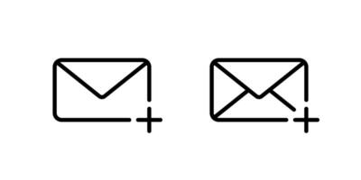 Add message outline icon. Envelope email with plus sign symbol vector