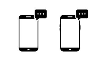Message phone icon. Speech bubble on smartphone sign symbol vector