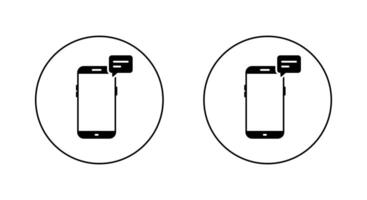 Message phone icon on circle line. Speech bubble with smartphone sign symbol vector