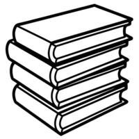 Stack of Four Books Line Art Illustration vector