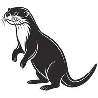 Black and White Illustration of an Otter Standing vector