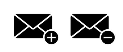 Add and remove envelope message icon. Email with plus and minus sign symbol vector