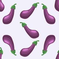 Seamless pattern with eggplants on light lilac background vector