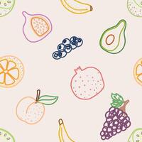 Seamless pattern with fruit color stroke on light background vector