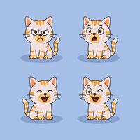 a set of cat illustrations with various expressions vector
