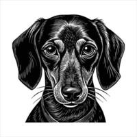 A black and white drawing of a dachshund vector