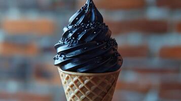 Dark, decadent ice cream cone blur photo