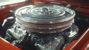 Classic car engine detail photo