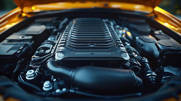 Close-up of a high-performance engine bay photo
