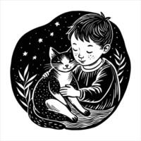 A Baby Kitten Snuggled Up In Little vector