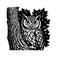 Owl With Tree Bark vector