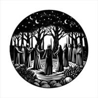 Ancient Celtic druids gathering in a sacred vector