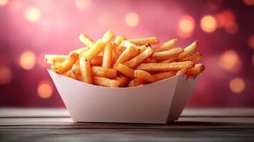 Crispy French Fries in a Paper Tray photo